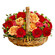 Chianti. The captivating beauty of this sophisticated arrangement of peach roses, red carnation and red gerberas with green fillers in a wicker basket will be an outstanding present!. Prague