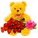 Best holiday. A happy teddy bear (30 inches) with a bouquet of beautiful crimson roses.. Prague
